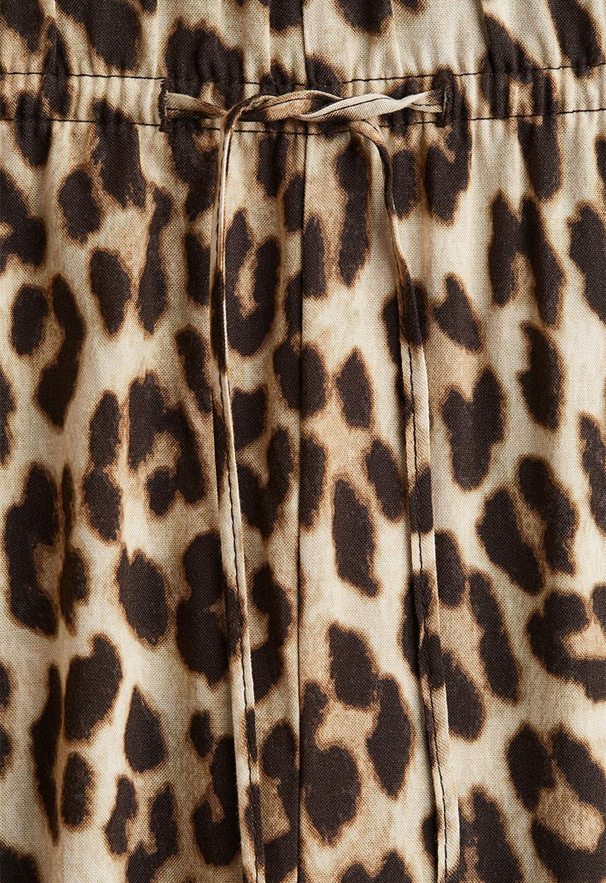 H&M - Wide pull-on trousers - beige leopard print