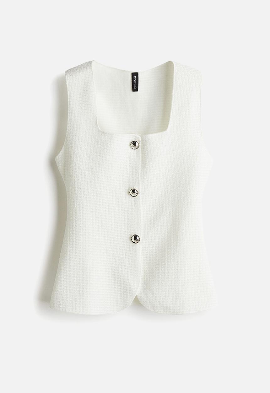 H&M - Textured jersey waistcoat - cream