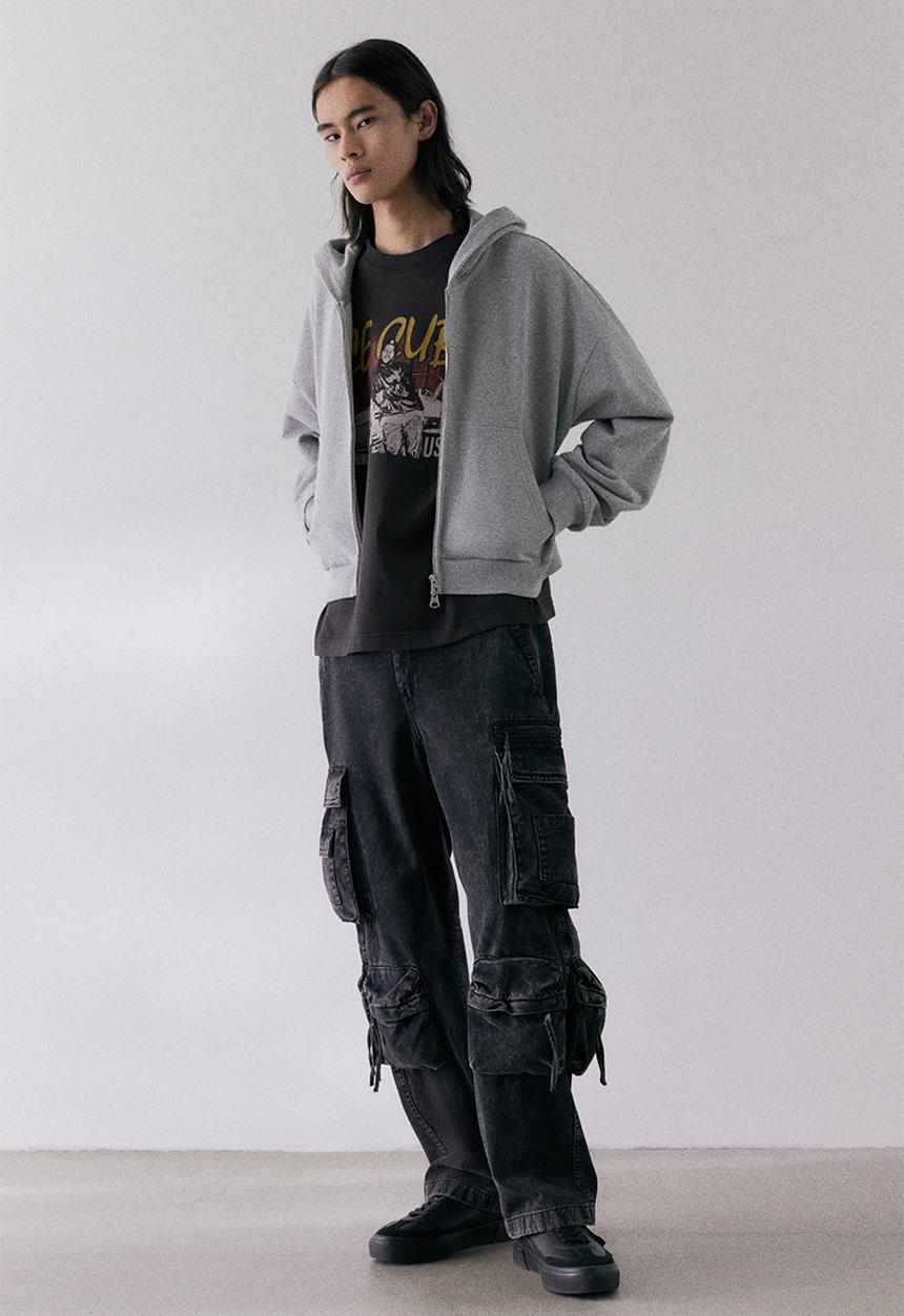 H&M - Oversized fit t-shirt - black/ice cube