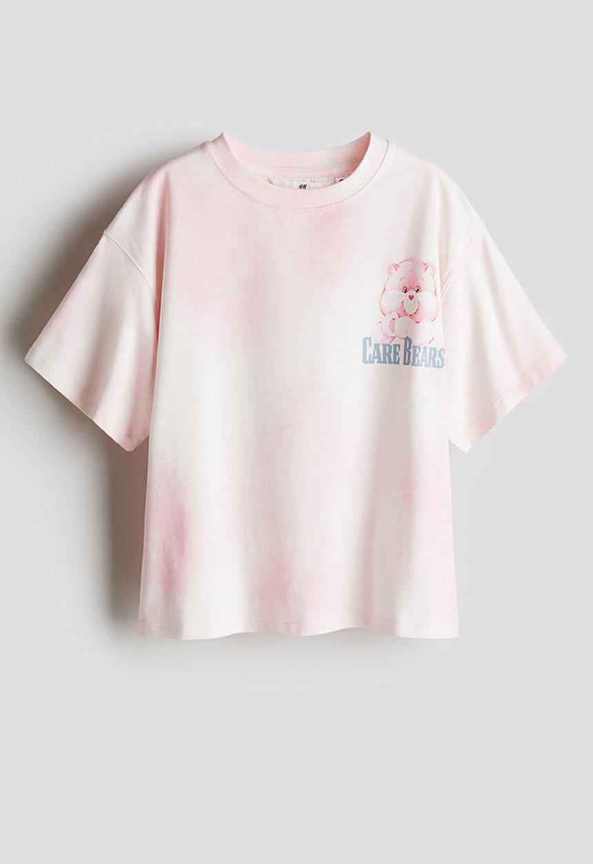 H&M - Printed cotton t-shirt - light pink care bears