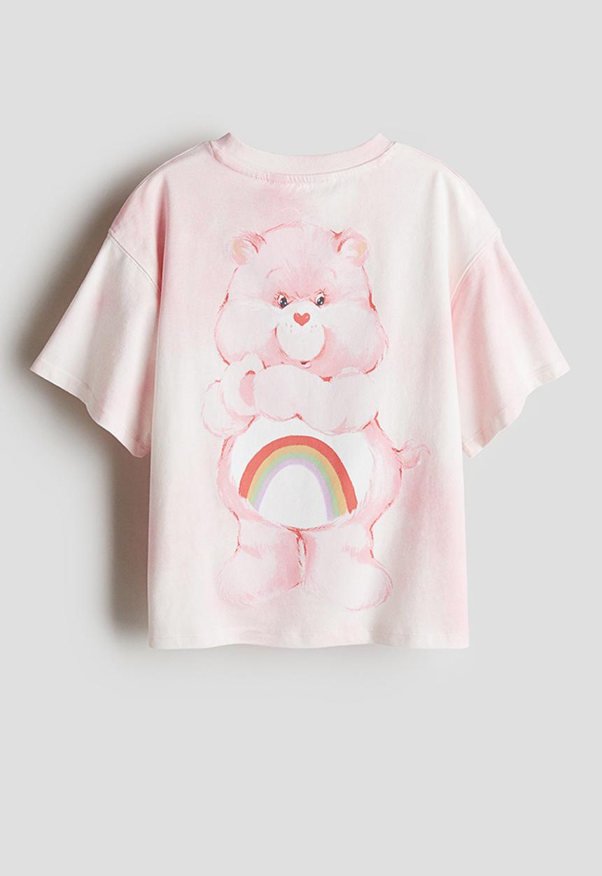 H&M - Printed cotton t-shirt - light pink care bears