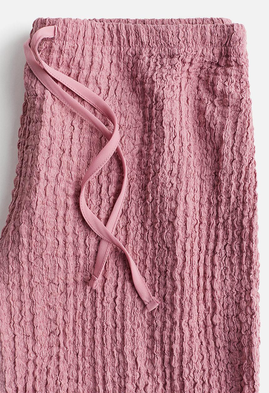 H&M - Crinkled drawstring trousers - dusty pink 