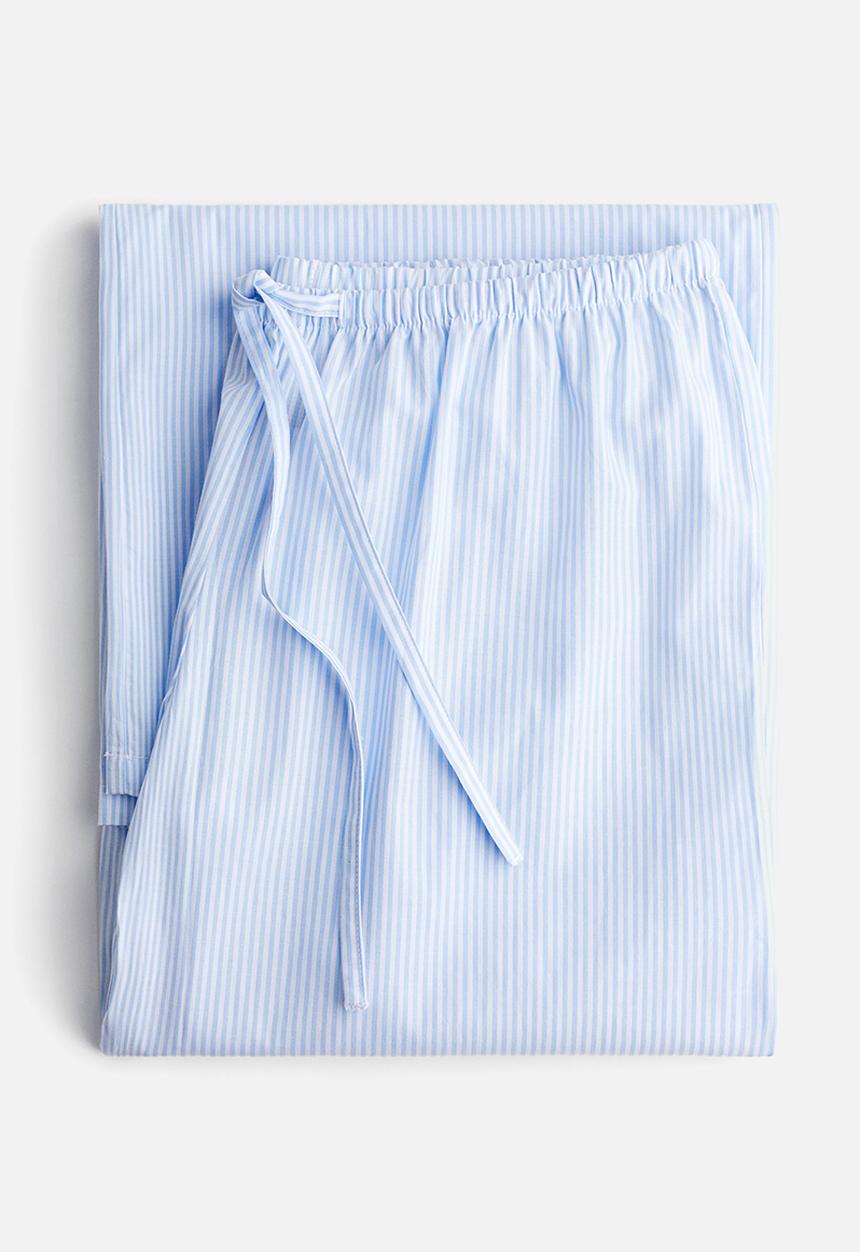 H&M - Cotton pyjama bottoms - light blue/white striped 