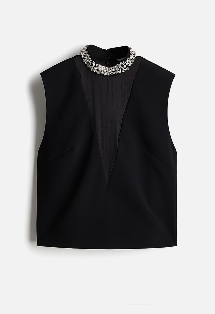 Rhinestone-embellished top - black - 1260290001