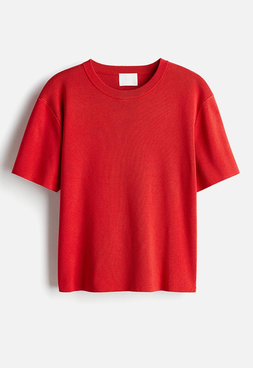 H&M - Fine-knit T-shirt - red