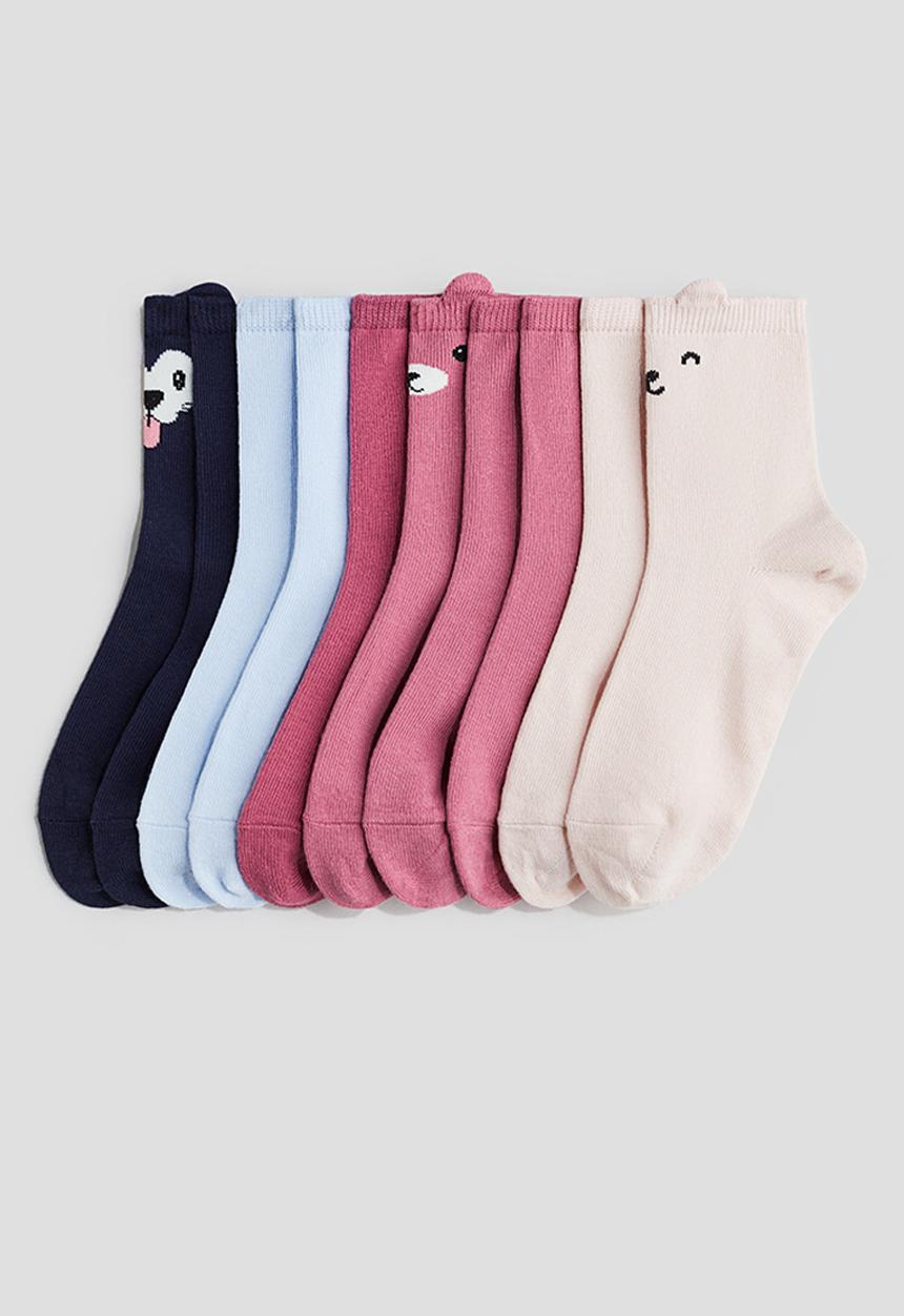 H&M - 10 pack socks - dusty pink animals