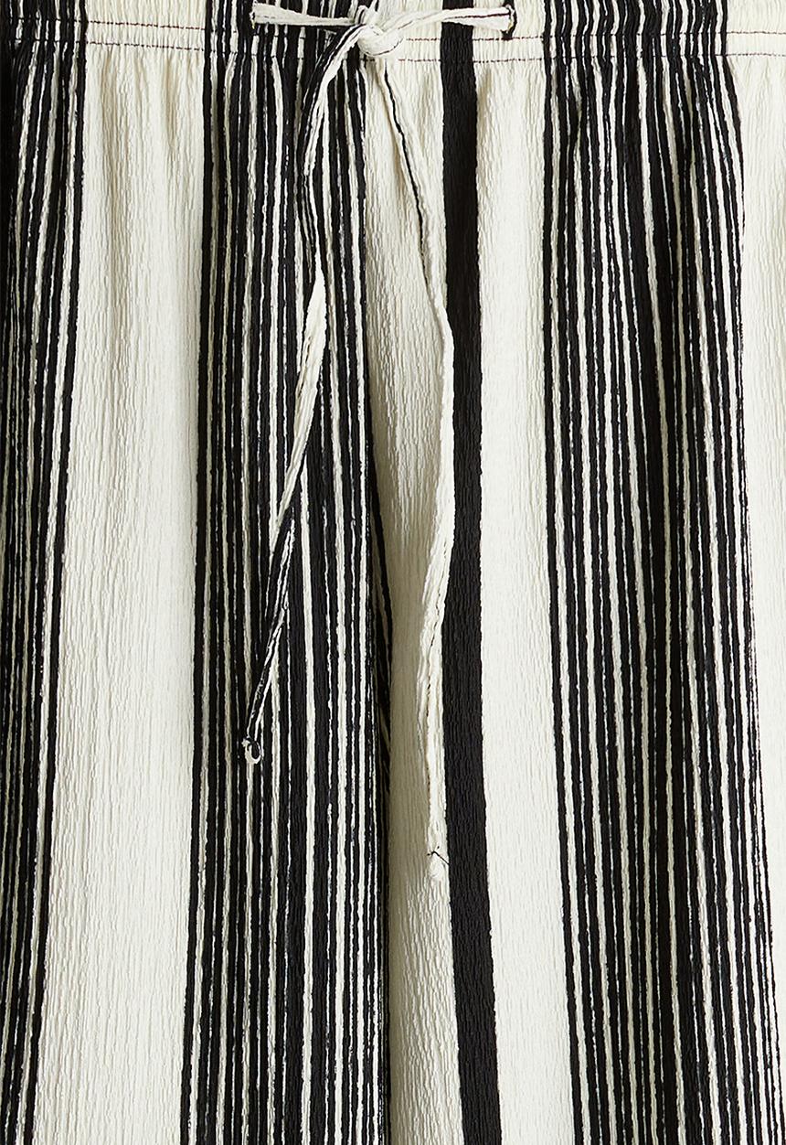 H&M - Textured jersey drawstring trousers - cream/striped