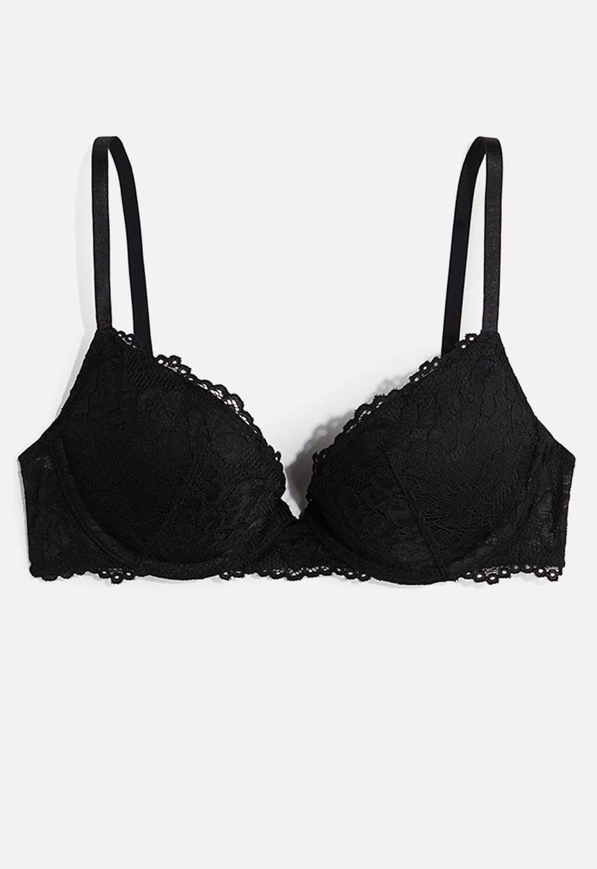 H&M - Lace super push-up bra - black
