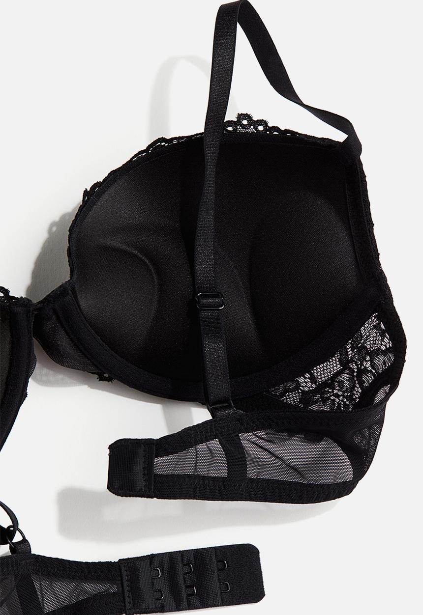 H&M - Lace super push-up bra - black