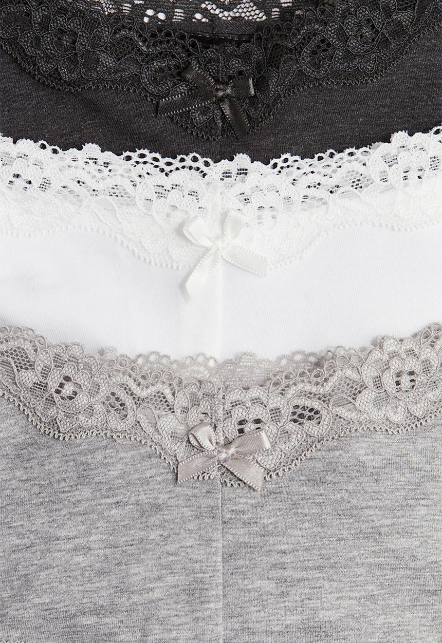 H&M - 3-Pack cotton and lace hipster briefs - multi