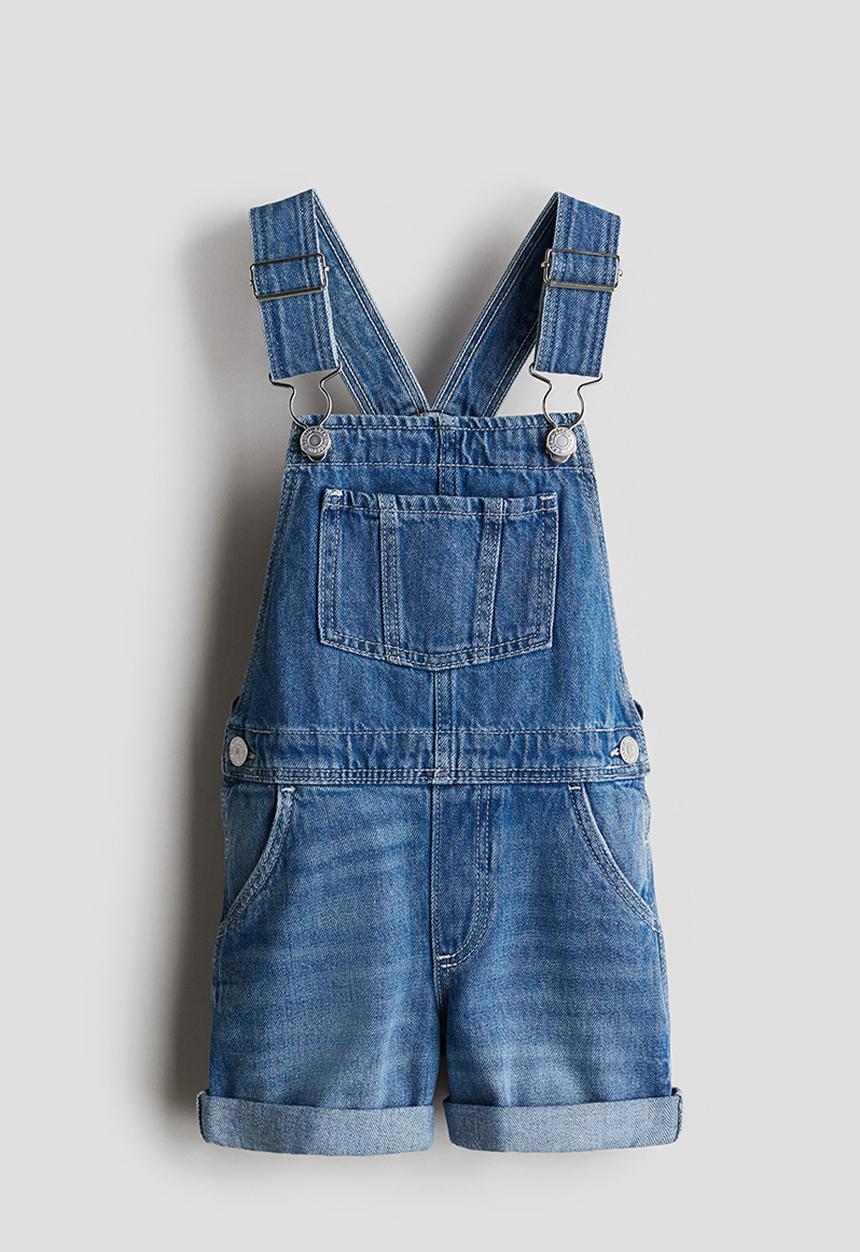 H&M - Denim dungaree shorts - denim blue