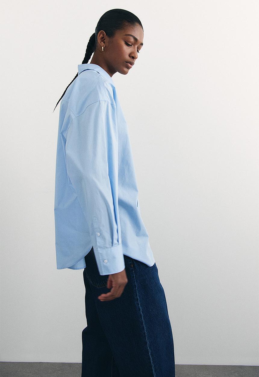 H&M - Loose-fit cotton shirt - light blue