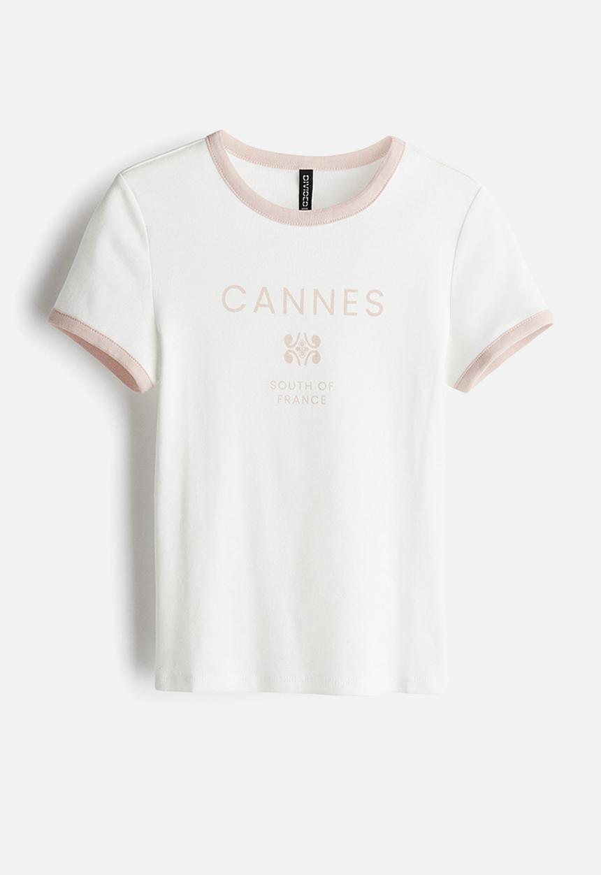 H&M - Ribbed T-shirt - white,multi