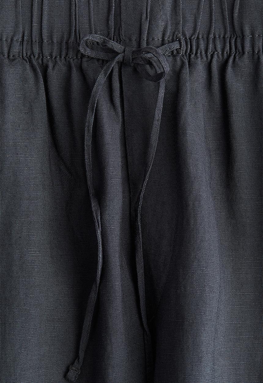 H&M - Linen-blend drawstring trousers - nearly black 