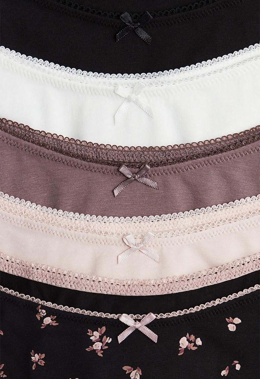 H&M - 5-Pack cotton thong briefs - black/floral
