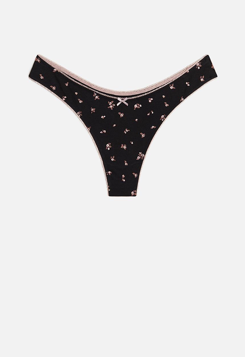 H&M - 5-Pack cotton thong briefs - black/floral