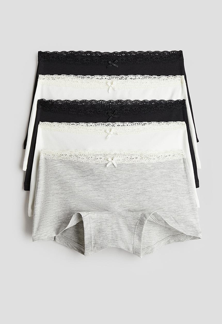 H&M - 5 pack cotton boxers - black & light grey 