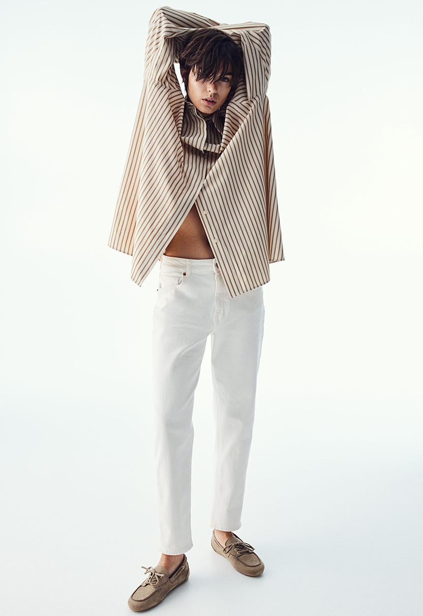 H&M - Slim mom high ankle jeans - cream