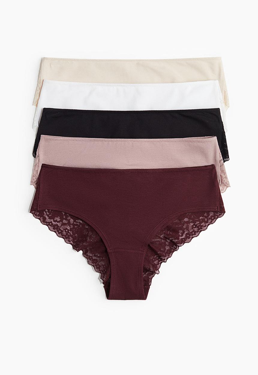 H&M - 5 pack hipster briefs - burgundy & dusty pink