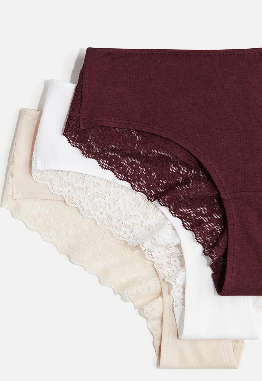 H&M - 5 pack hipster briefs - burgundy & dusty pink