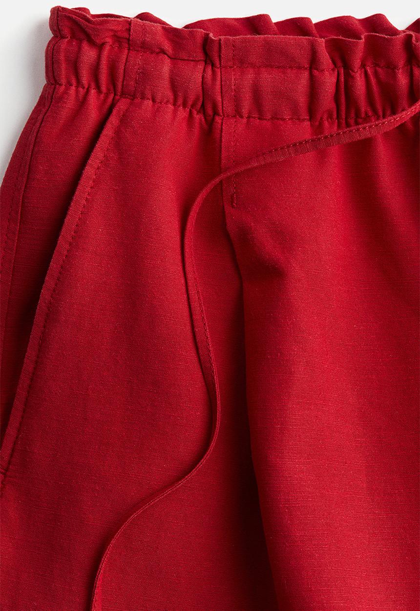 H&M - Linen-blend drawstring shorts - red