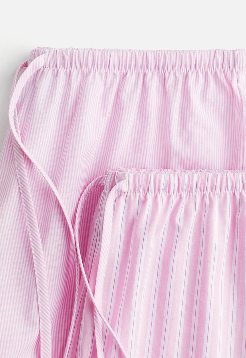 H&M - 2 pack cotton poplin pyjama shorts - light pink striped