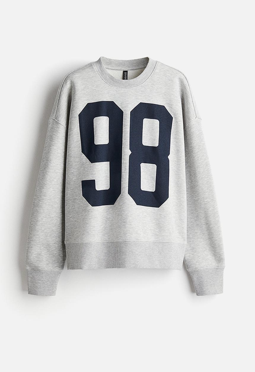 H&M - Oversized motif-detail sweatshirt - light grey marl 98