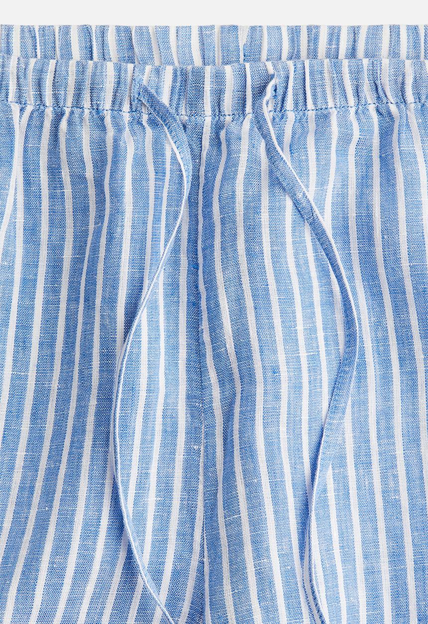 H&M - Linen drawstring shorts - blue/striped