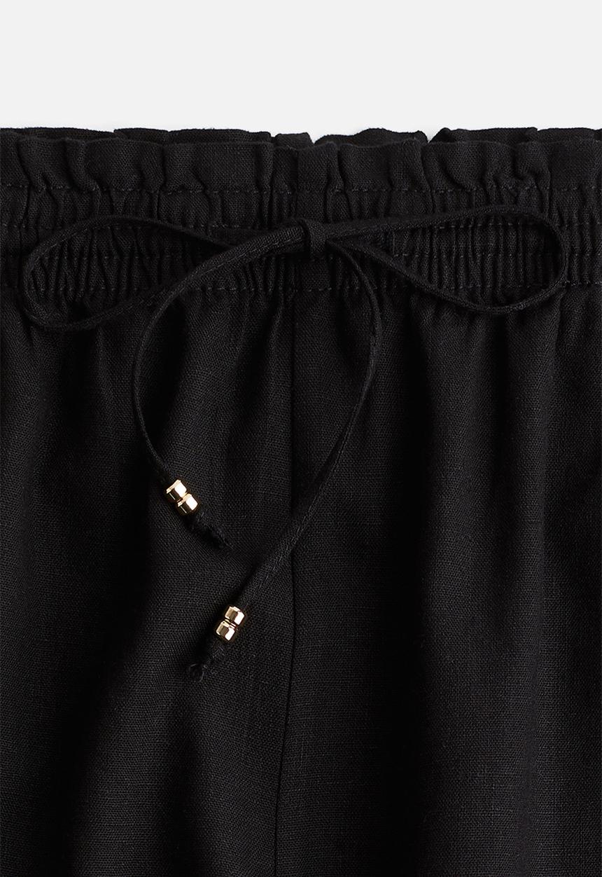 H&M - Linen-blend drawstring shorts - black