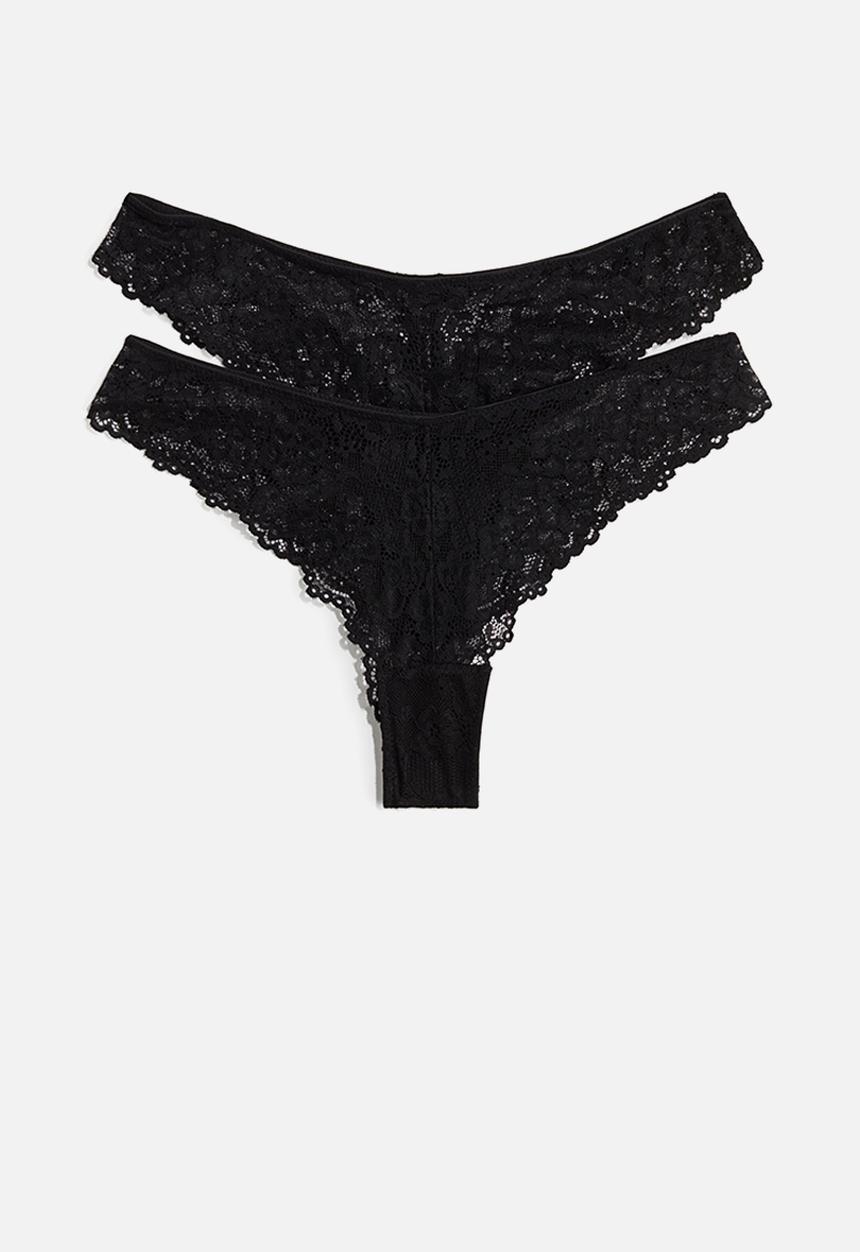 H&M - 2-Pack lace brazilian briefs - black