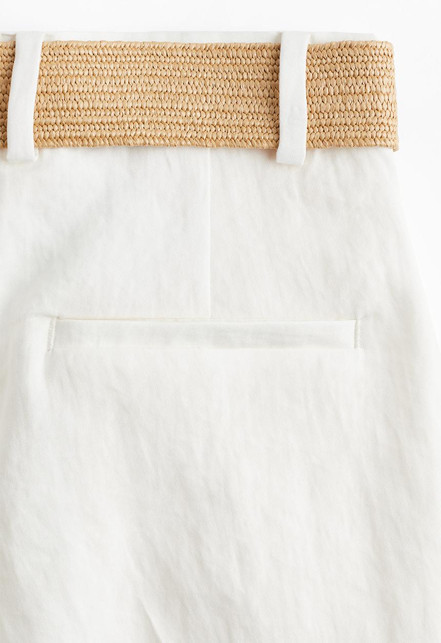 H&M - Belted twill shorts - white