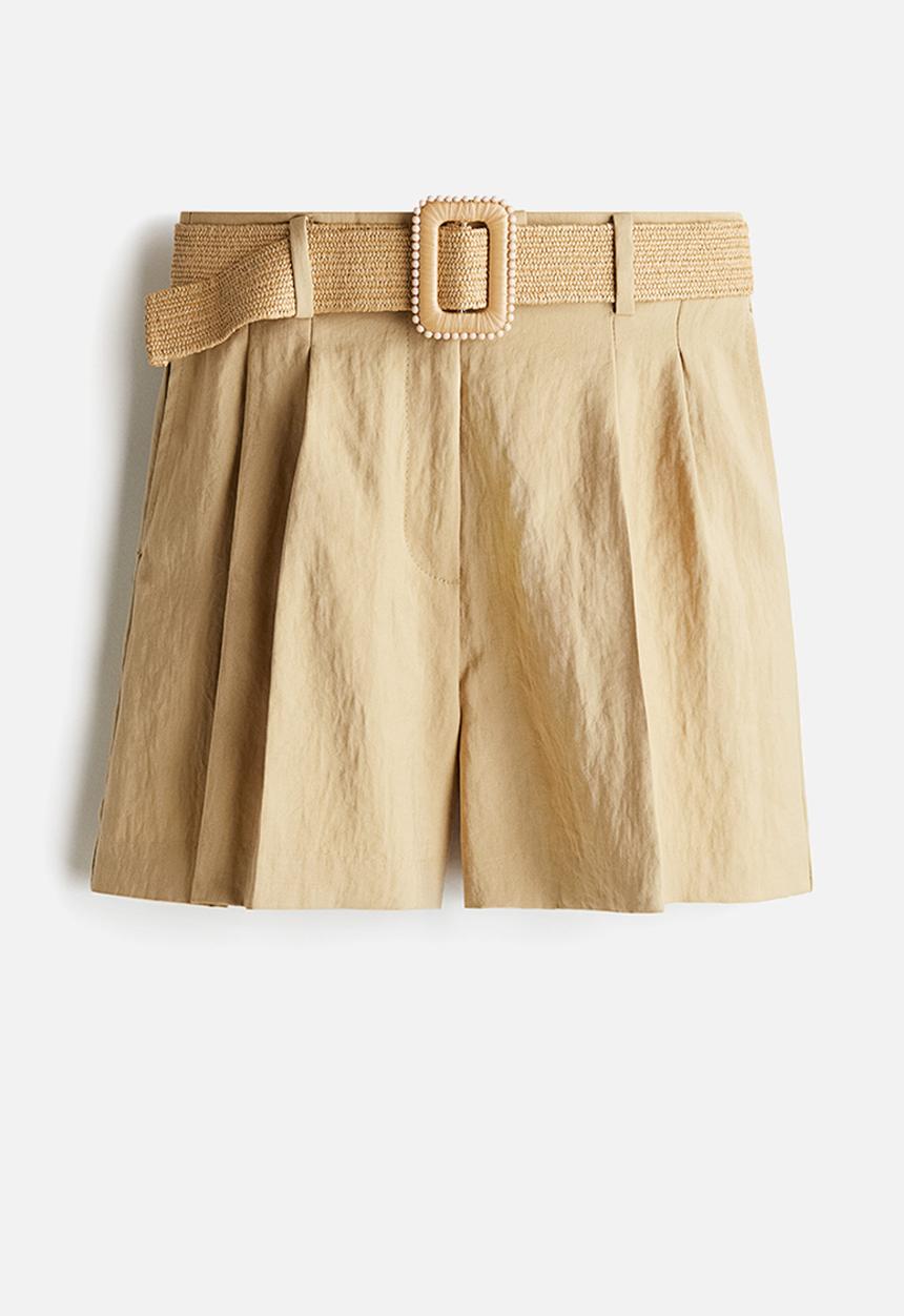 H&M - Belted twill shorts - beige