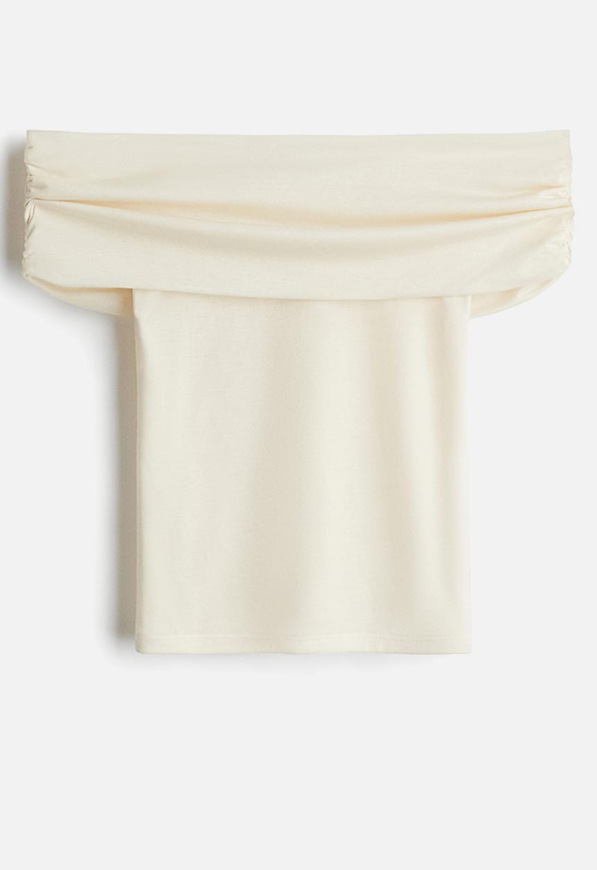 H&M - Gathered off-the-shoulder top - beige