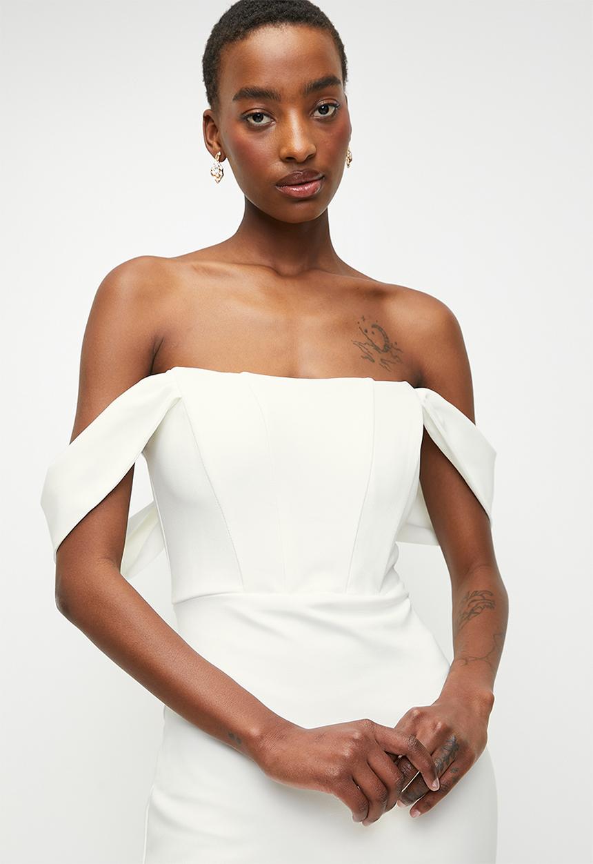 Trendyol - Bridal Bodycon Corset Woven Elegant Dress - Ecru
