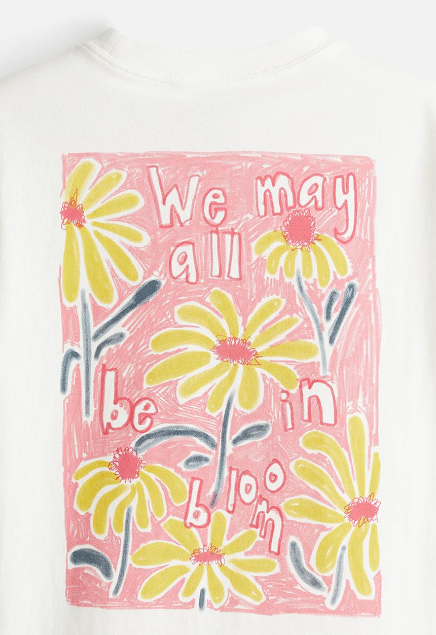 H&M - Printed T-shirt -cream/flowers