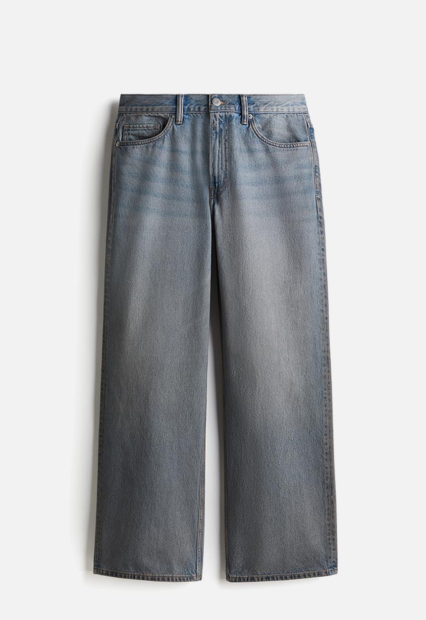H&M - Loose straight high jeans - blue-grey