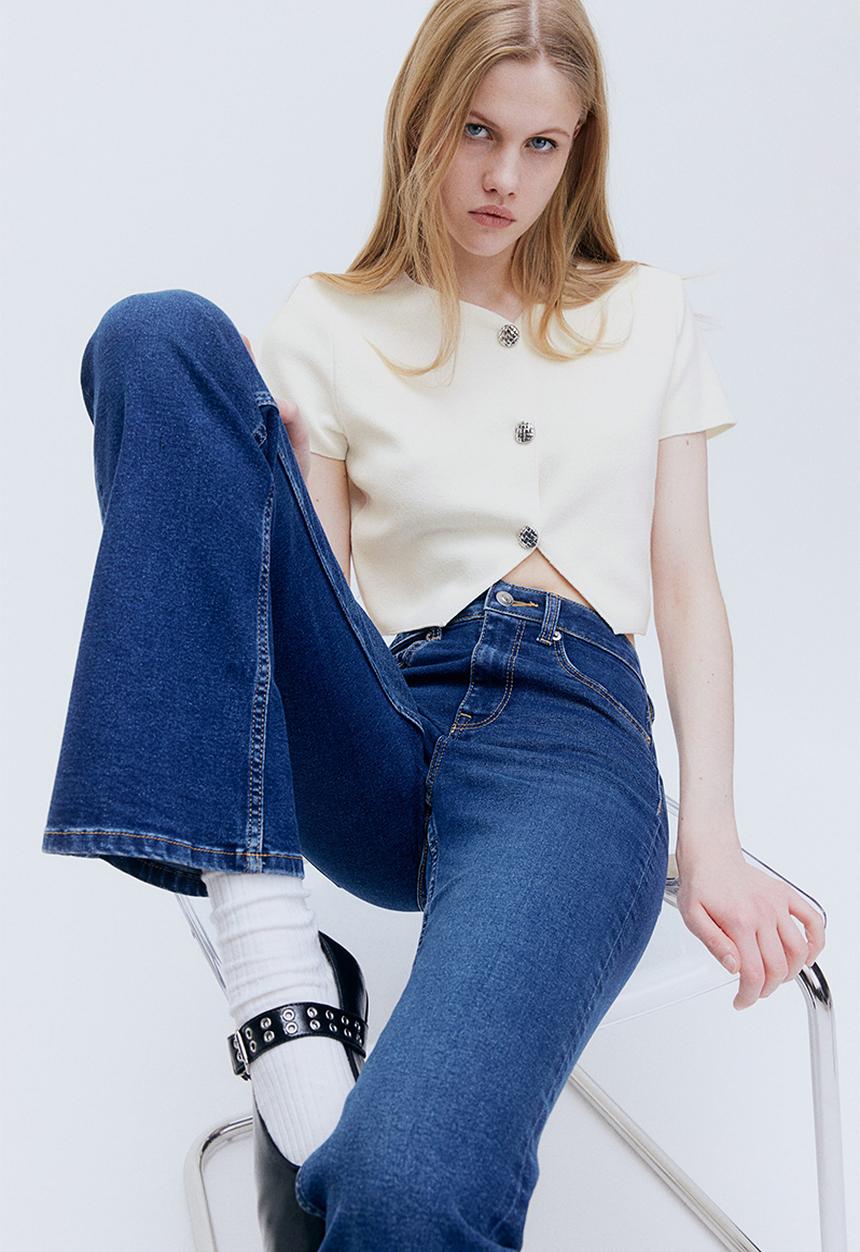H&M - Short-sleeved jersey cardigan - cream