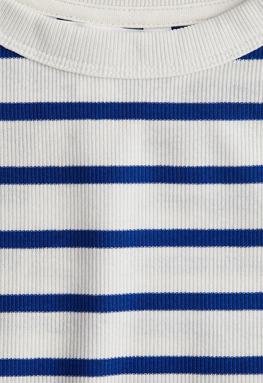 H&M - Ribbed t-shirt - cream & bright blue striped