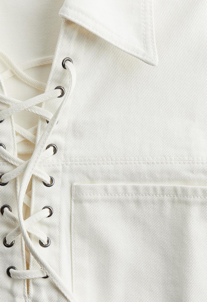 H&M - Lace-up denim dress - white