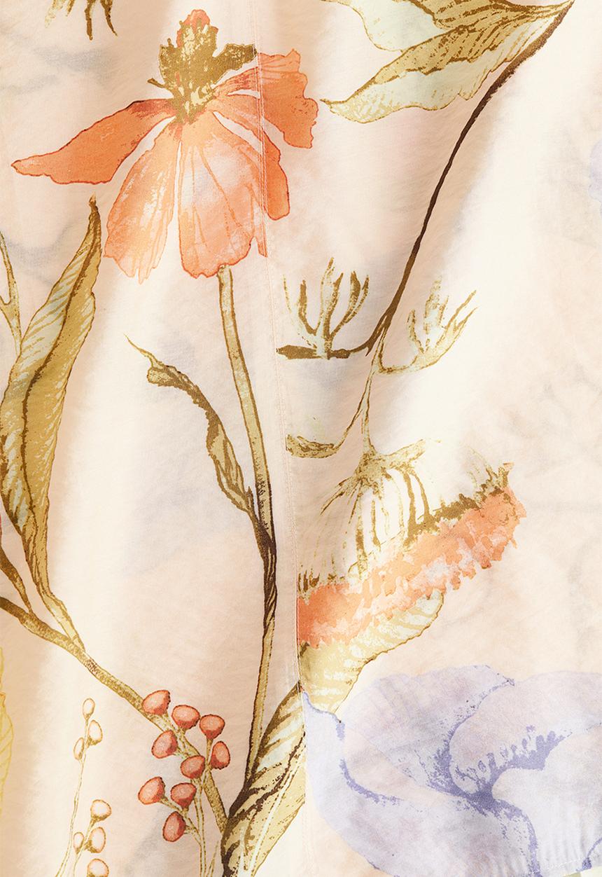 H&M - Tie-belt tunic dress -  light apricot floral