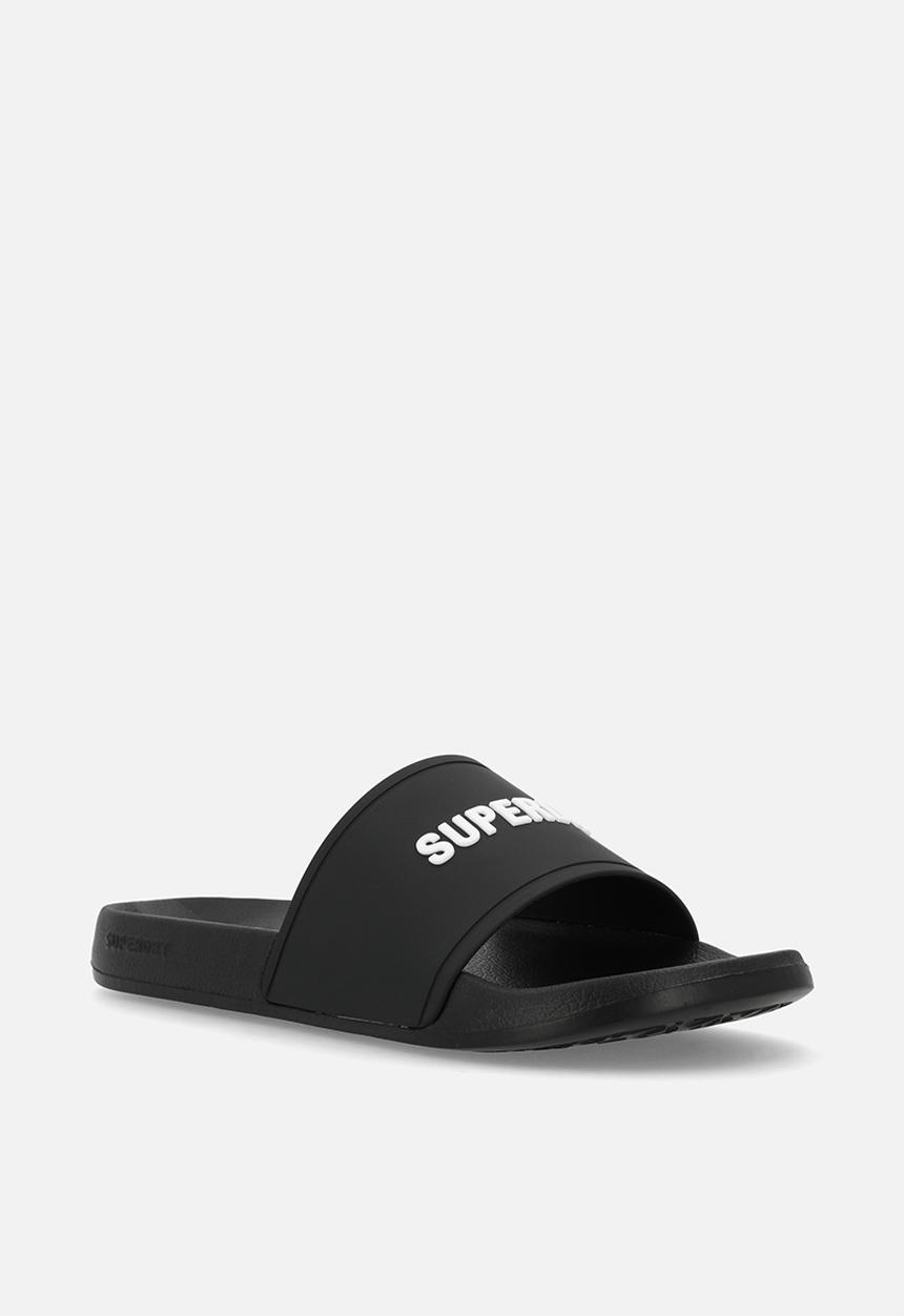 Superdry. - Logo pool slide - Black/Ecru