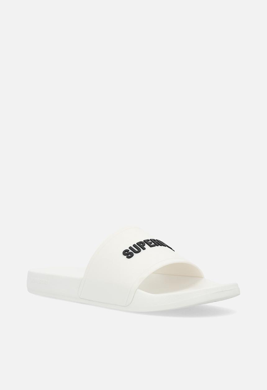 Superdry. - Logo pool slide - Ecru/Black