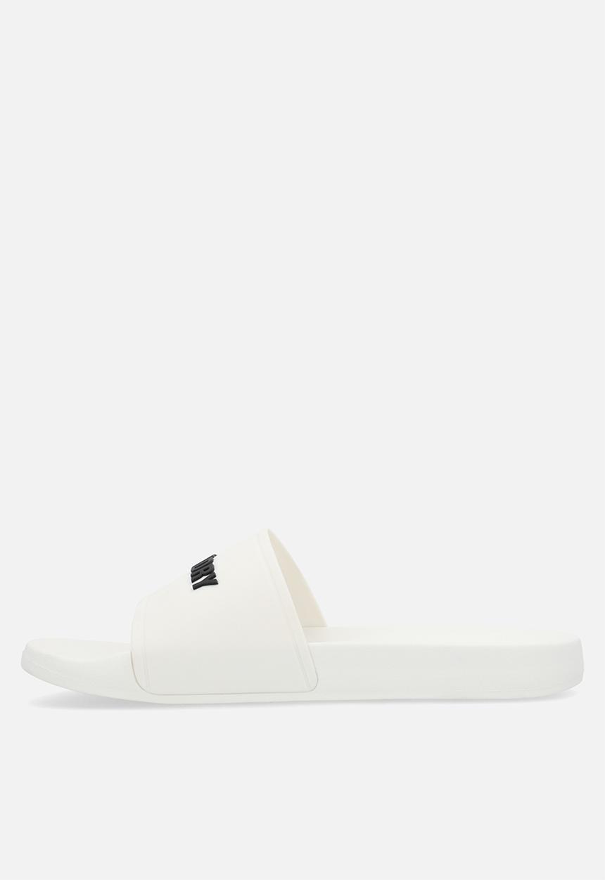 Superdry. - Logo pool slide - Ecru/Black