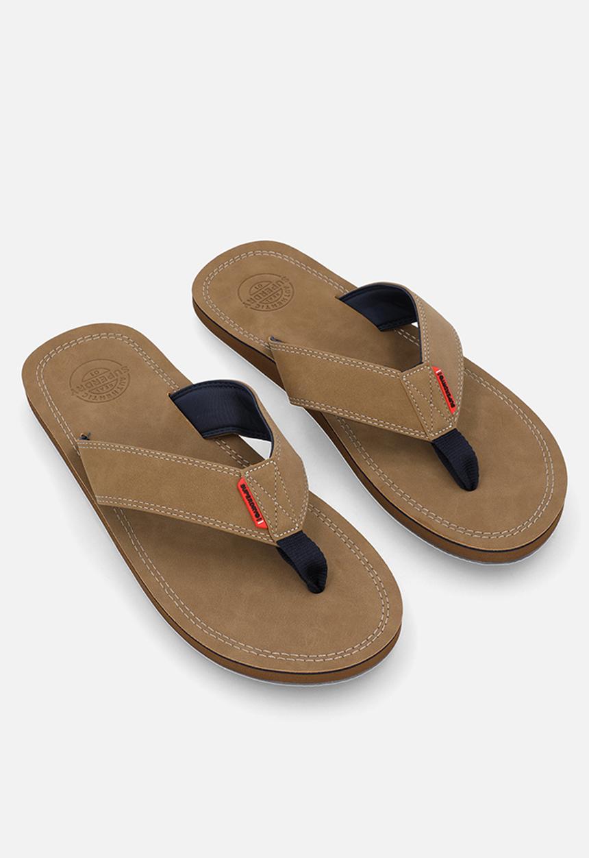 Superdry. - Premium flip flop - Denim Co Tobacco Brown