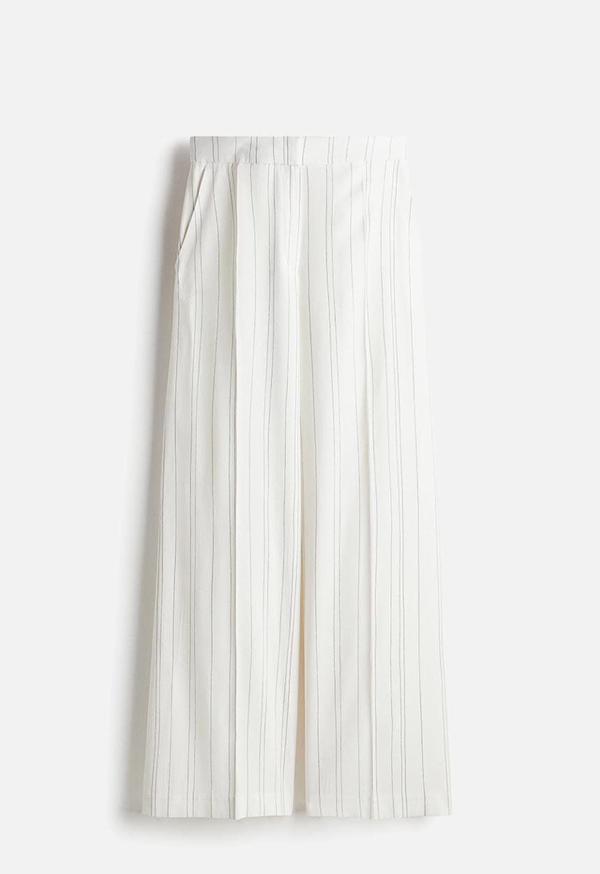 H&M - Wide trousers - white pinstriped