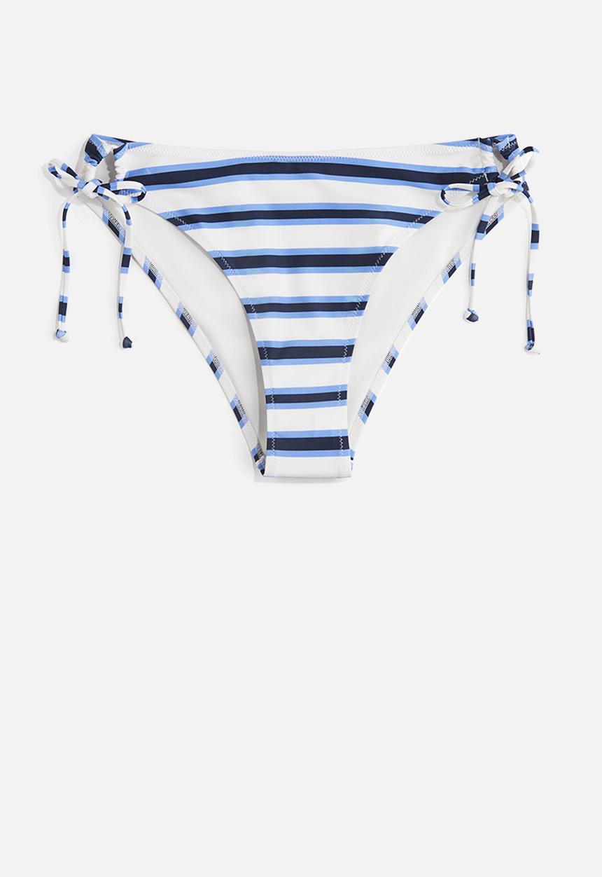 H&M - Tie tanga cheeky bikini bottoms - white & blue striped
