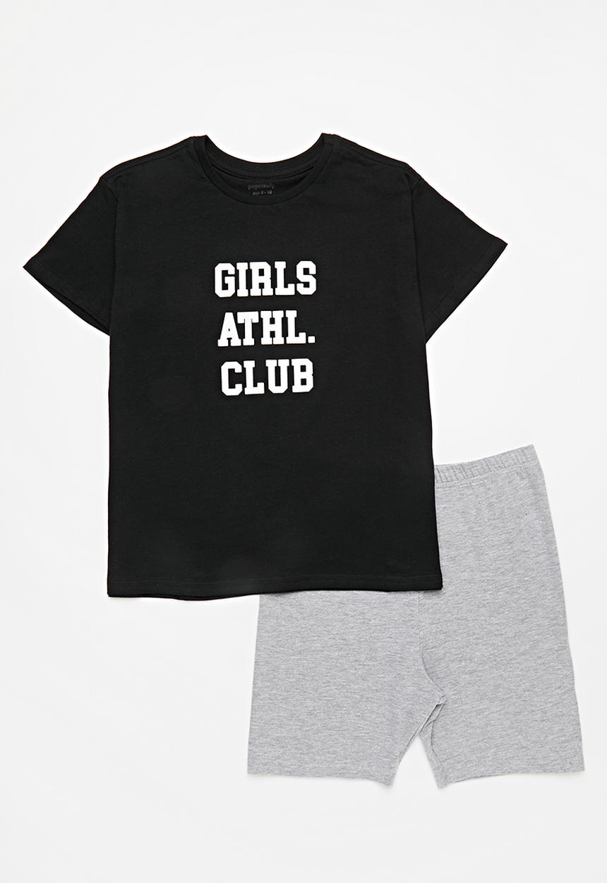 Pop Candy - Tee & cycling short set - black & grey