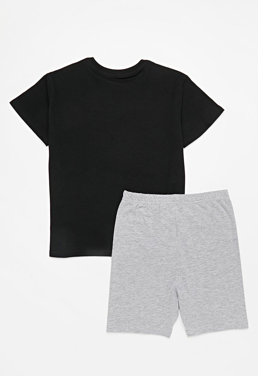Pop Candy - Tee & cycling short set - black & grey