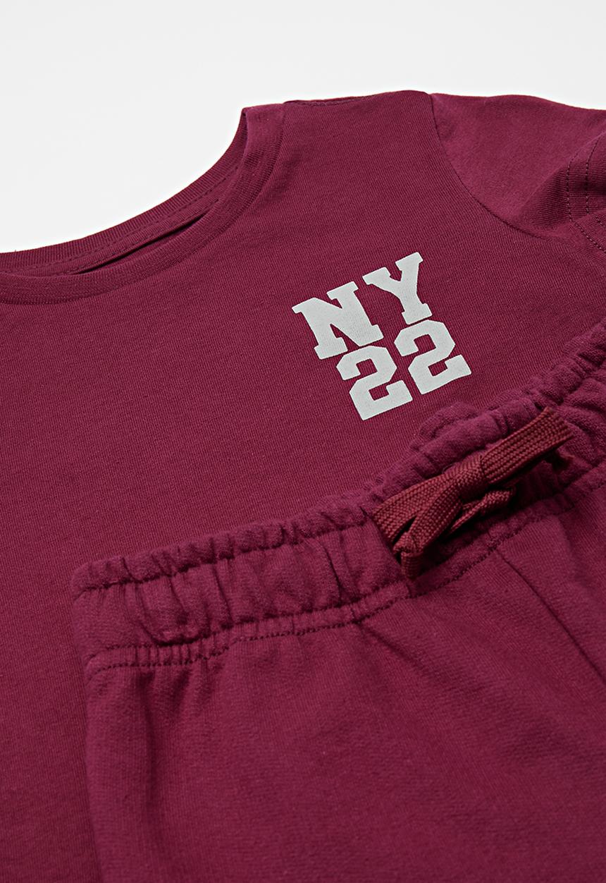 Pop Candy - Tee & short set - maroon