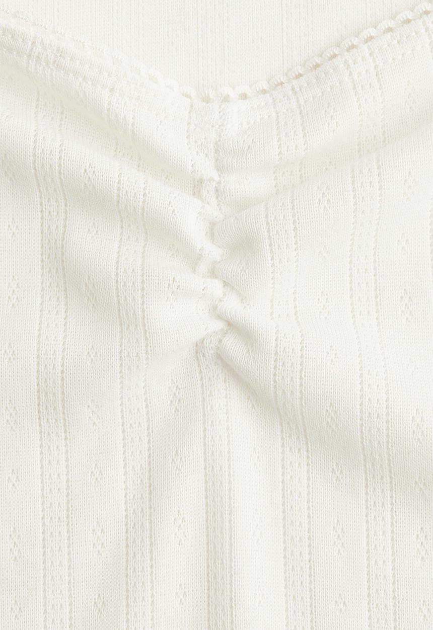 H&M - Picot-trimmed t-shirt - cream